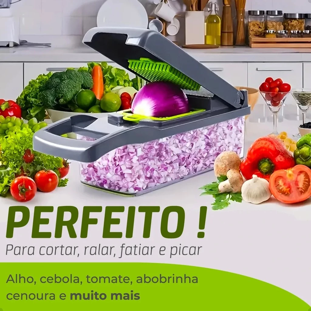 Fatiador de Legumes 16 em 1 Cortador Ralador Picador Multifuncional Cozinha com Lâminas Inoxidável
