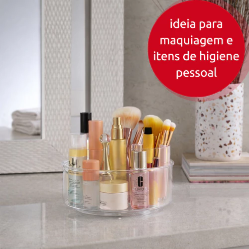Kit Organizadores Giratório de Acrílico 3 Peças Porta Maquiagem Acessórios Banheiro Beleza
